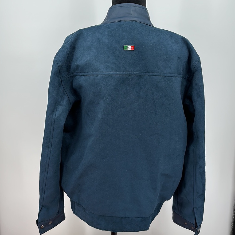 Italian Leather jacket by Superlative Fashion Moto Jacket Medium/ Large Blue - Picture 6 of 9